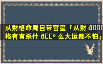 从财格命局自带官星「从财 🕊 格有官杀什 🌺 么大运都不怕」